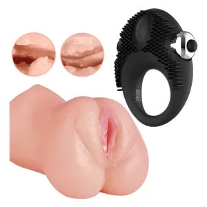Masturbador Masculino Vagina Realista + Anillo Vibrador Pene